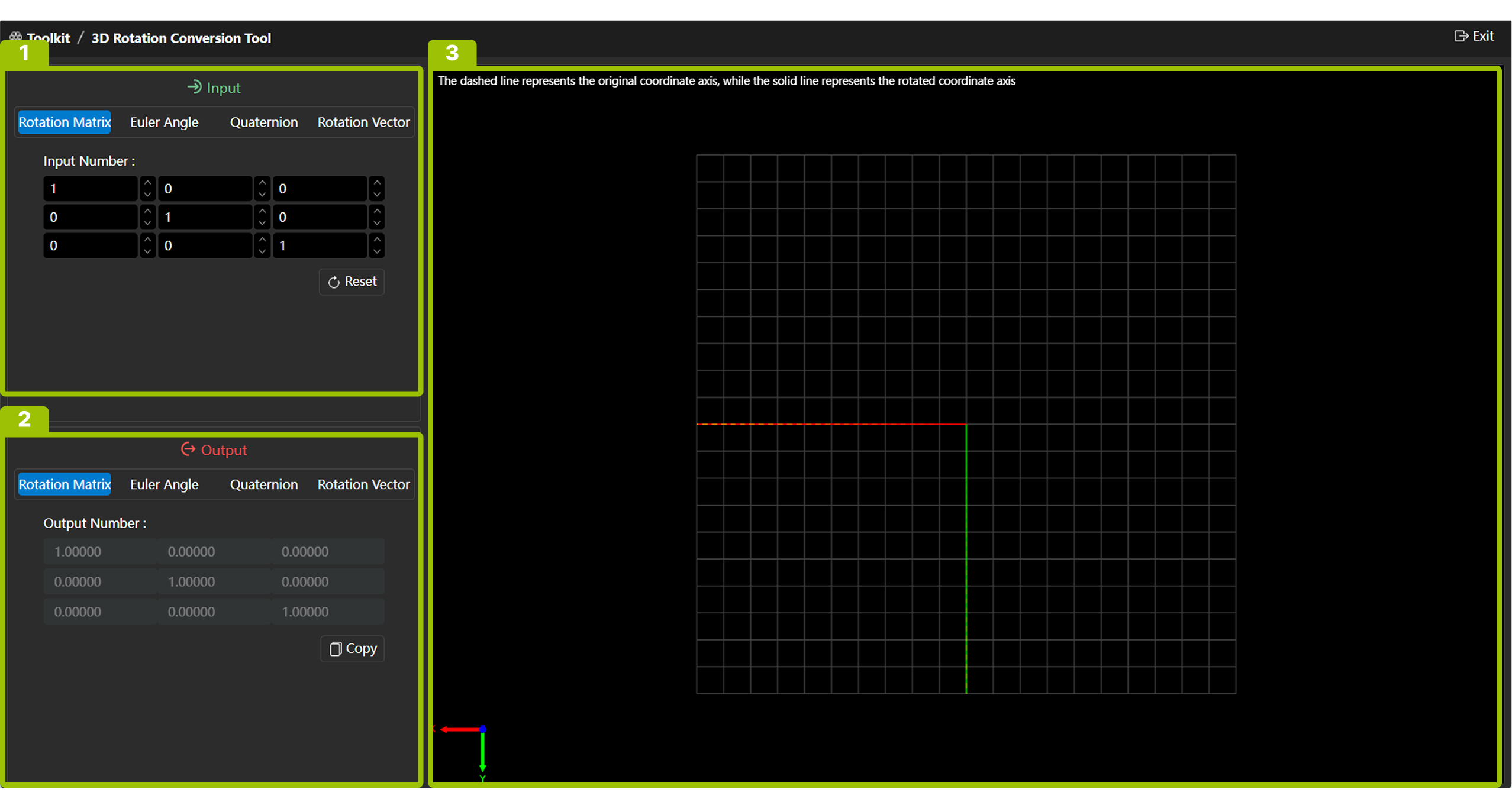 3D Rotation Transformation Tool Interface